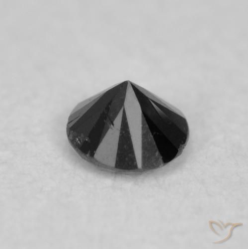 Diamante Negro natural de 0.02 ct, Redondo, Opaco