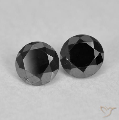 Gemas de Diamante Negro natural de 0.08 ct, Redondo, Opaco