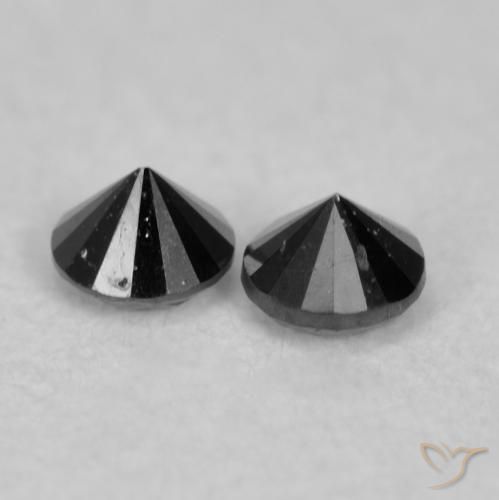Gemas de Diamante Negro natural de 0.08 ct, Redondo, Opaco