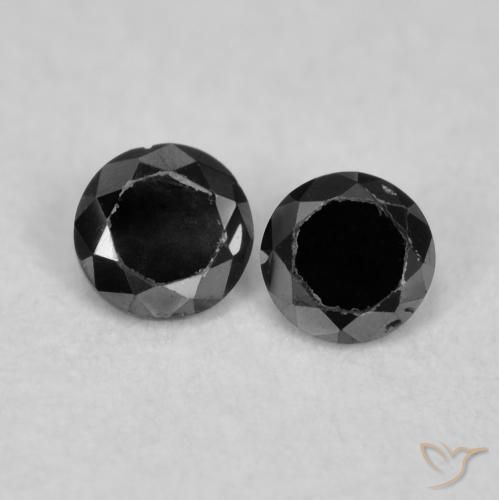 0.08ctw Natural Negro Diamante, Redondo, Opaco