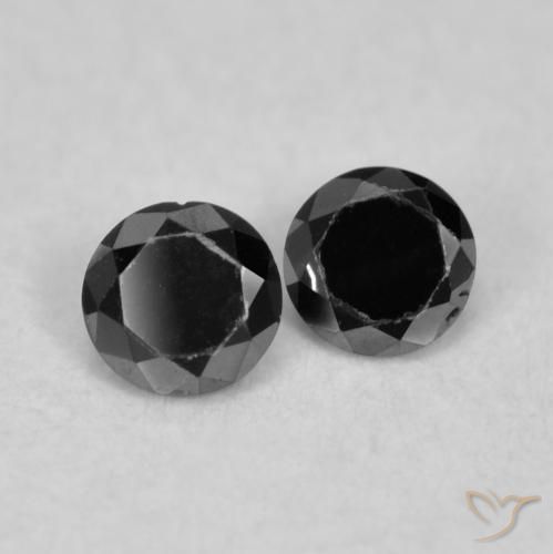 Gemas de Diamante Negro natural de 0.08 ct, Redondo, Opaco