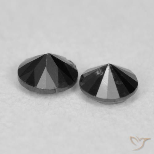 Gemas de Diamante Negro natural de 0.08 ct, Redondo, Opaco