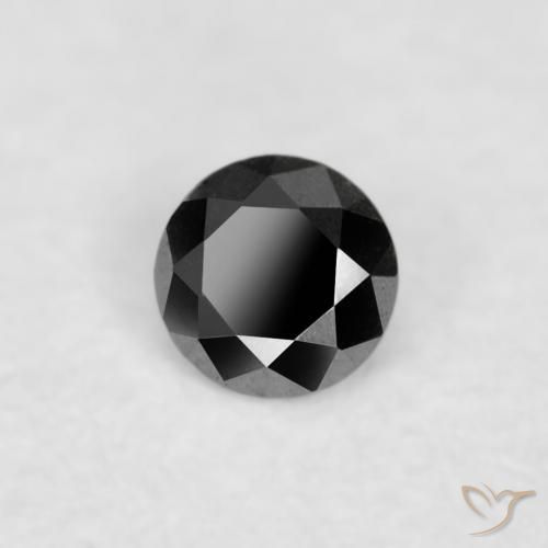 Diamante Negro natural de 0.03 ct, Redondo, Opaco
