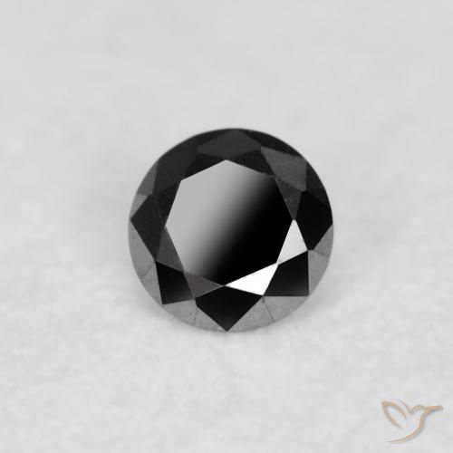 Diamante Negro natural de 0.03 ct, Redondo, Opaco