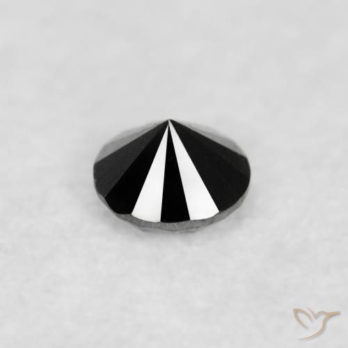 Diamante Negro natural de 0.03 ct, Redondo, Opaco