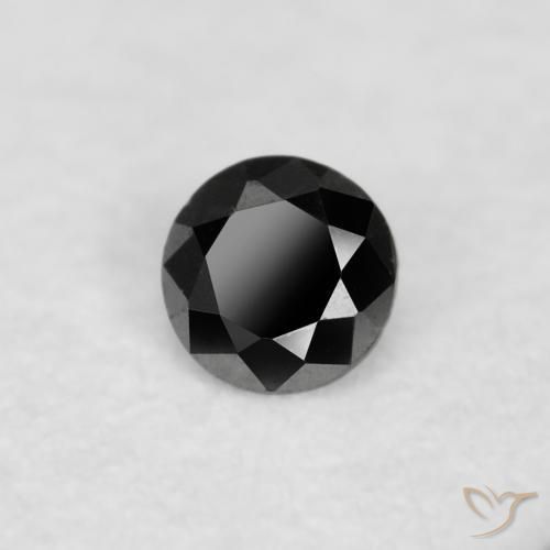 Diamante Negro natural de 0.02 ct, Redondo, Opaco