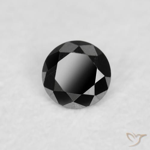Diamante Negro natural de 0.03 ct, Redondo, Opaco