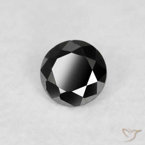 Diamante Negro natural de 0.03 ct, Redondo, Opaco