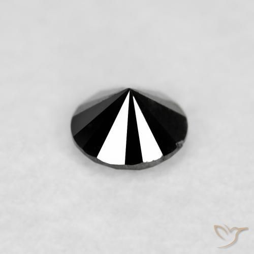 Diamante Negro natural de 0.03 ct, Redondo, Opaco