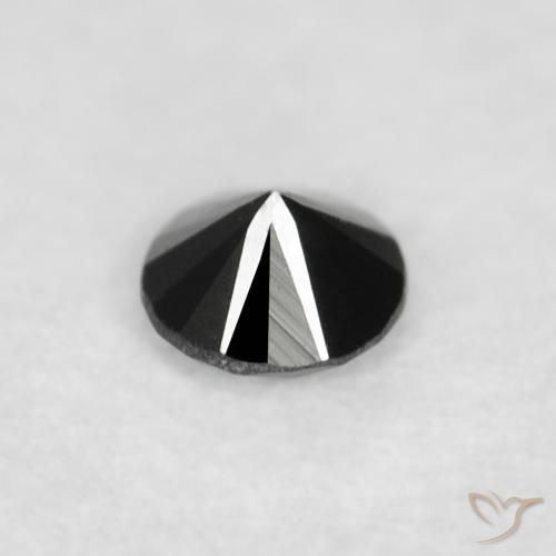 Diamante Negro natural de 0.03 ct, Redondo, Opaco