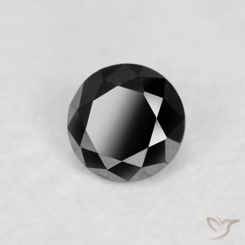 Diamante Negro natural de 0.03 ct, Redondo, Opaco