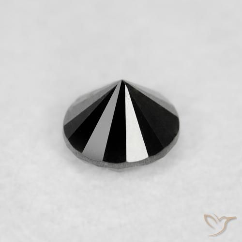 Diamante Negro natural de 0.03 ct, Redondo, Opaco