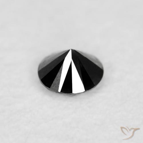 Diamante Negro natural de 0.03 ct, Redondo, Opaco