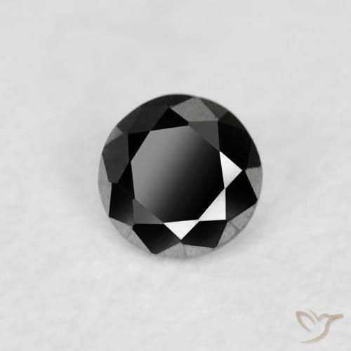 Diamante Negro natural de 0.03 ct, Redondo, Opaco