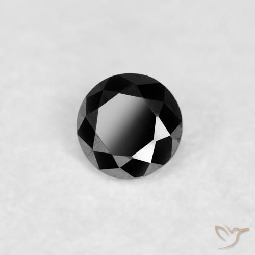 Diamante Negro natural de 0.04 ct, Redondo, Opaco