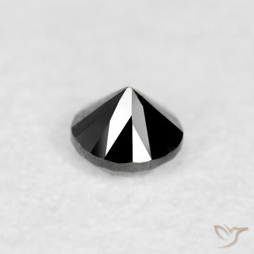 Diamante Negro natural de 0.04 ct, Redondo, Opaco