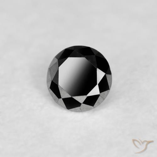 Diamante Negro natural de 0.04 ct, Redondo, Opaco
