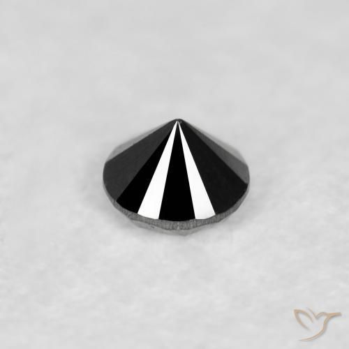 Diamante Negro natural de 0.04 ct, Redondo, Opaco