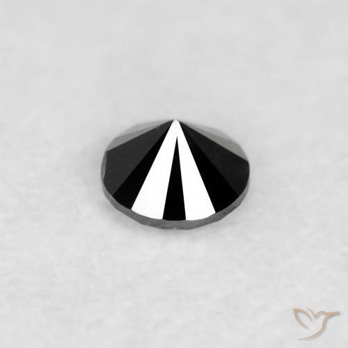 Diamante Negro natural de 0.03 ct, Redondo, Transparente
