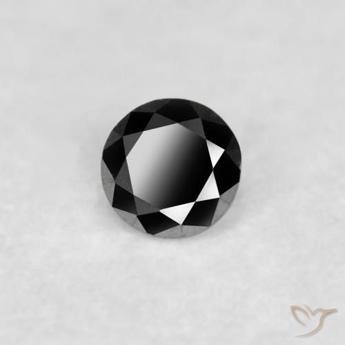 Diamante Negro natural de 0.03 ct, Redondo, Opaco