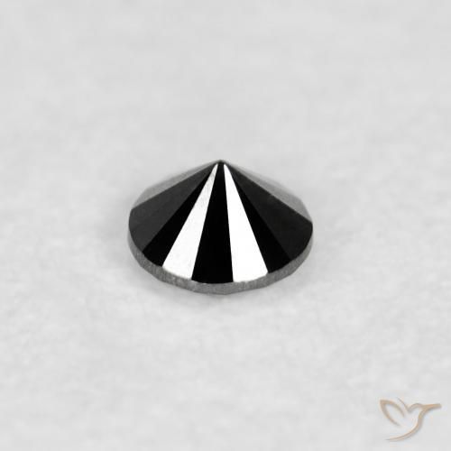 Diamante Negro natural de 0.03 ct, Redondo, Opaco