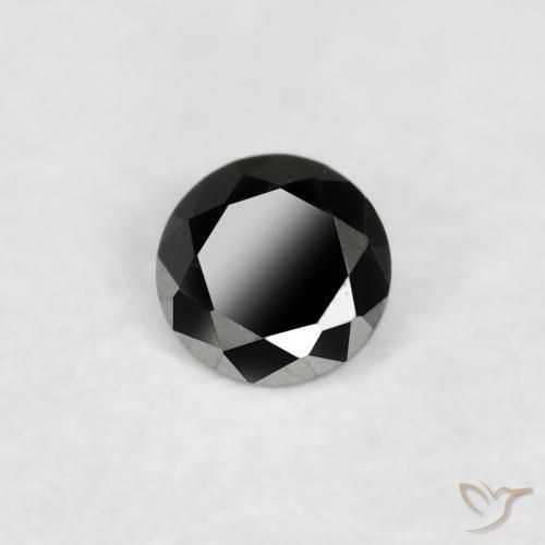 Diamante Negro natural de 0.03 ct, Redondo, Opaco