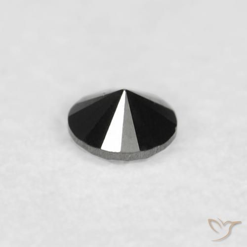 Diamante Negro natural de 0.03 ct, Redondo, Opaco