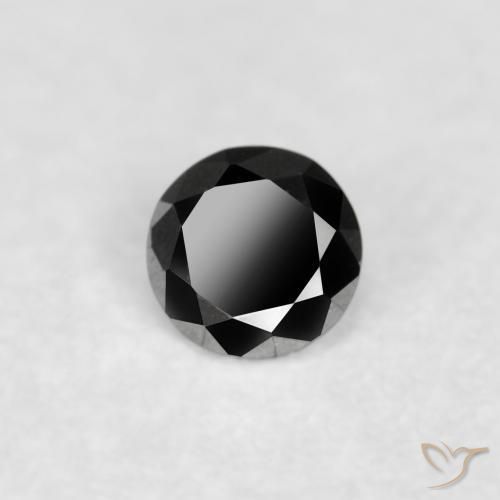 Diamante Negro natural de 0.03 ct, Redondo, Opaco