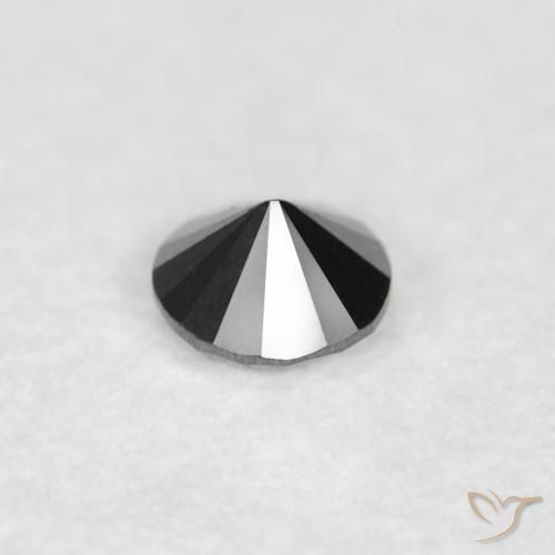 Diamante Negro natural de 0.03 ct, Redondo, Opaco