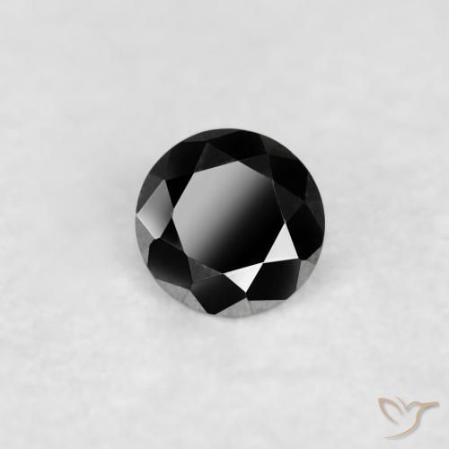 Diamante Negro natural de 0.03 ct, Redondo, Opaco