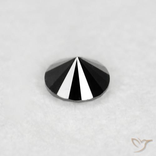 Diamante Negro natural de 0.03 ct, Redondo, Opaco