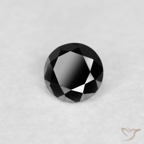 Diamante Negro natural de 0.03 ct, Redondo, Opaco