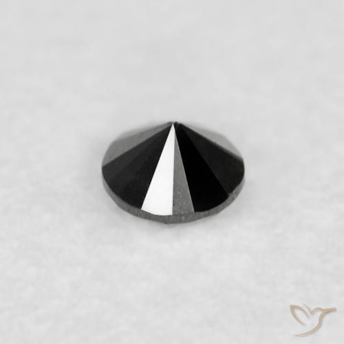 Diamante Negro natural de 0.03 ct, Redondo, Opaco