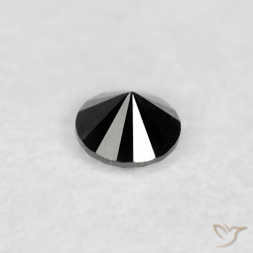 Diamante Negro natural de 0.03 ct, Redondo, Opaco