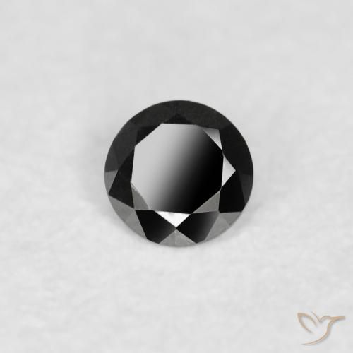 Diamante Negro natural de 0.03 ct, Redondo, Opaco