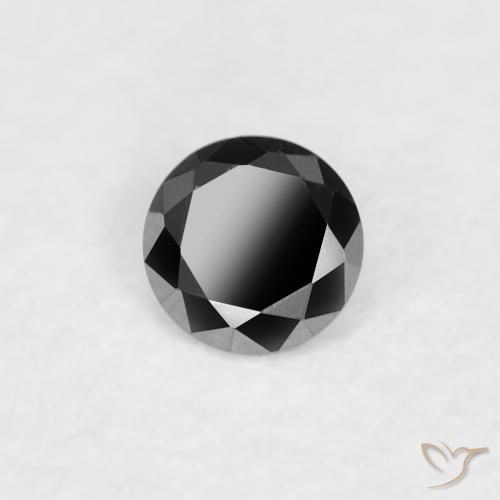 Diamante Negro natural de 0.03 ct, Redondo, Opaco