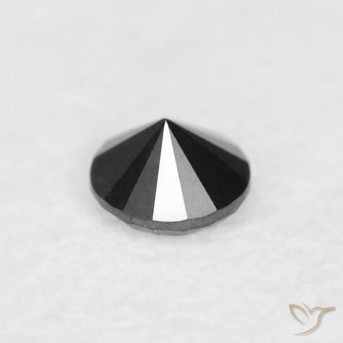 Diamante Negro natural de 0.03 ct, Redondo, Opaco