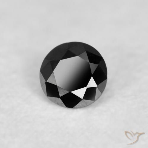Diamante Negro natural de 0.04 ct, Redondo, Opaco