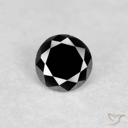 Diamante Negro natural de 0.03 ct, Redondo, Opaco