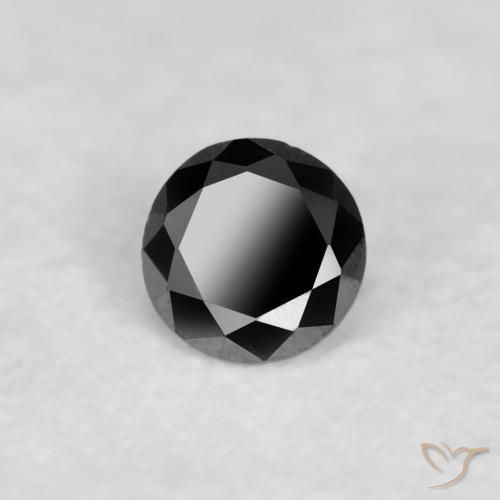 Diamante Negro natural de 0.03 ct, Redondo, Opaco