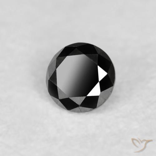 Diamante Negro natural de 0.04 ct, Redondo, Opaco