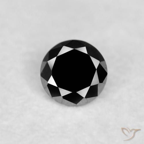 Diamante Negro natural de 0.03 ct, Redondo, Opaco