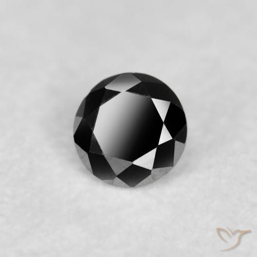 Diamante Negro natural de 0.03 ct, Redondo, Opaco