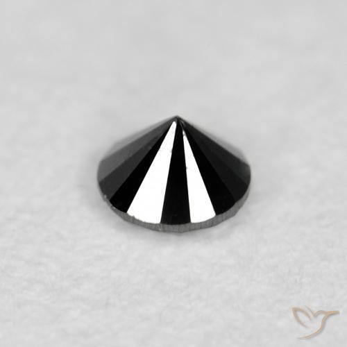 Diamante Negro natural de 0.03 ct, Redondo, Opaco
