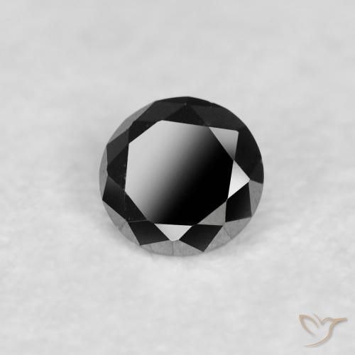 Diamante Negro natural de 0.03 ct, Redondo, Opaco