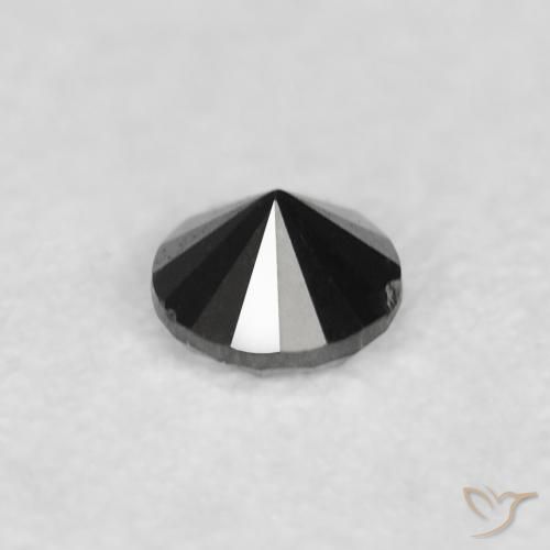 Diamante Negro natural de 0.03 ct, Redondo, Opaco