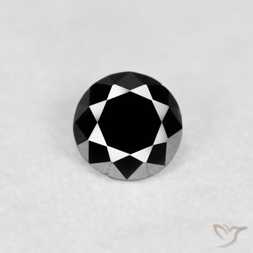0.08ct Natural Negro Diamante, Redondo, Opaco