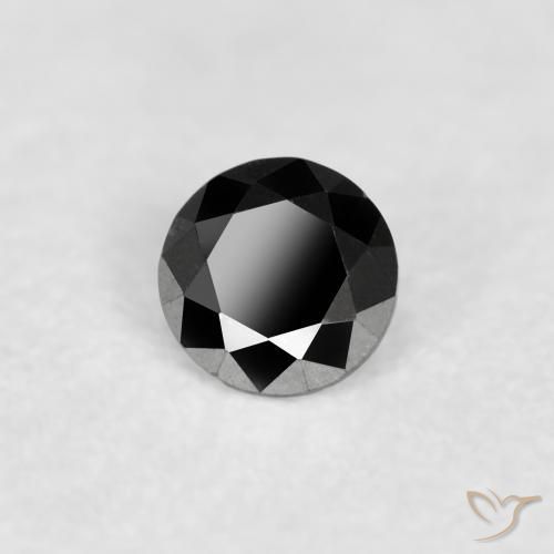 Diamante Negro natural de 0.08 ct, Redondo, Opaco