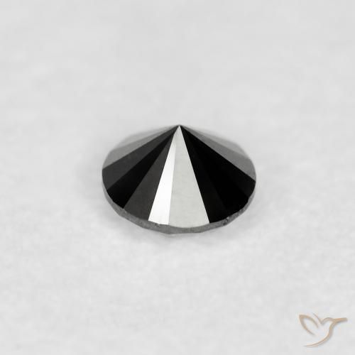Diamante Negro natural de 0.08 ct, Redondo, Opaco