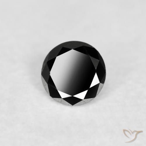 Diamante Negro natural de 0.07 ct, Redondo, Opaco